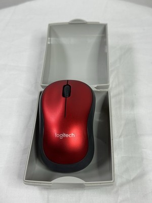 Logitech M185 Wireless Optical Mouse w/ USB Receiver, 1000 DPI, Red/Black