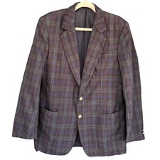 90s Vintage Burberrys Plaid Blazer Pure Wool Sport Coat Men's Blue green