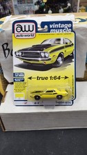 NIB 2021 1970 DODGE CHALLENGER T/A VINTAGE MUSCLE YELLOW AUTO WORLD 1/64 R5 6B