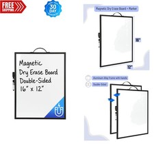 16x12 Magnetic Dry Erase Whiteboard - Portable Aluminum Frame for Home  Office
