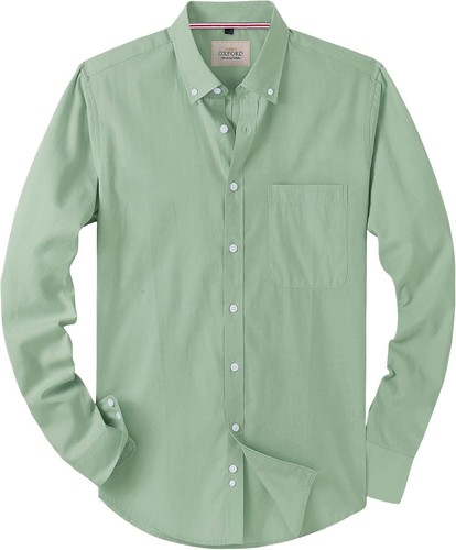Men's Oxford Button-Down Long Sleeve Work Casual Shirt with Pocket - Picture 5 of 241