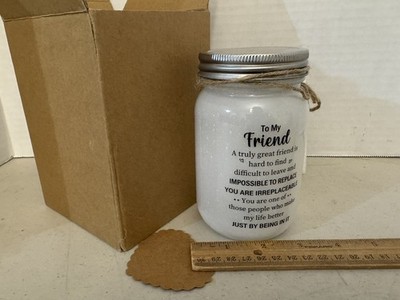 5'' Frosted Glass Jar With Fairy Lights Inside ''Friend''