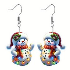 Christmas Snowman Acrylic Dangle Drop Earrings - Cute Decorations, Jewelry Gifts