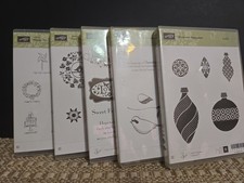 Lot Of 4 Stampin Up Cling Rubber Stamp Sets- Mixed Theme- Flowers, Tags, more