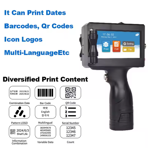 Handheld inkjet printer prints the production date barcode and QR code on the pa - Afbeelding 5 van 5