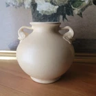 Vintage Red Wing RumRill 215 Elephant Handle Vase Turquoise Interior Art Pottery