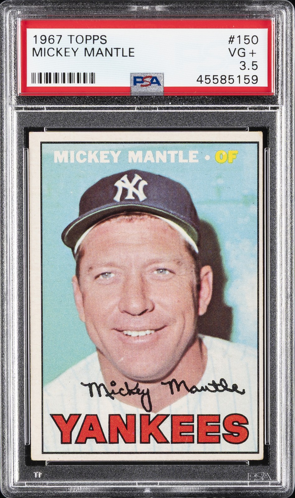 1967 TOPPS #150 MICKEY MANTLE PSA 3.5 view 1