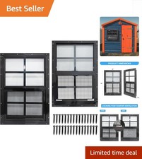 2 Pack of Versatile 12x18 Black Frame Shed Windows for All Outdoor Uses