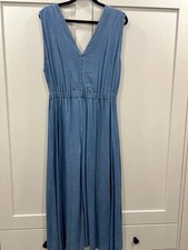 SALE £6 ~  H&M Divided Denim Maxi Dress Blue Cotton ~ One Size UK12/14 VGC