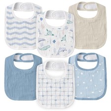 GLLQUEN BABY Muslin Drool Bibs for Boys Girls 6 Pack, 6-Pack, Ocean Whimsy