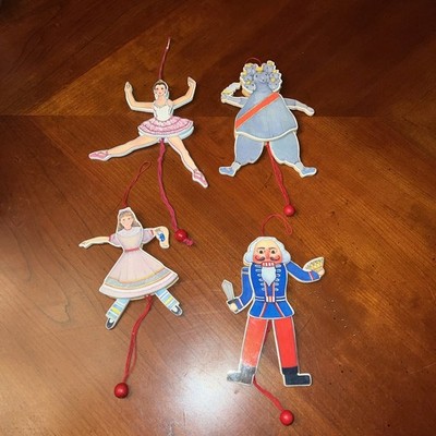 Kurt S. Adler Nutcracker Wood Dancing Pull Toy Ornaments VINTAGE set of 4