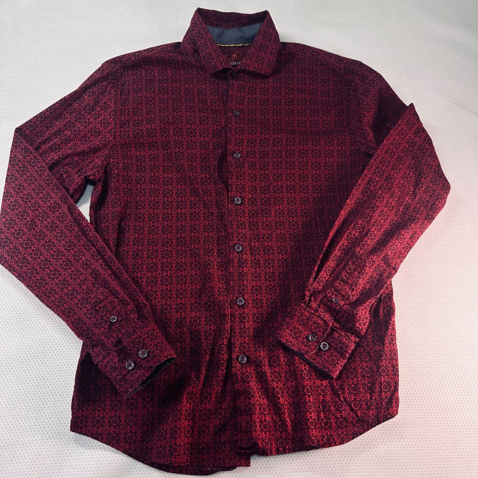 Consequence Mens Button-Down Shirt Red Black Slim… - image 1