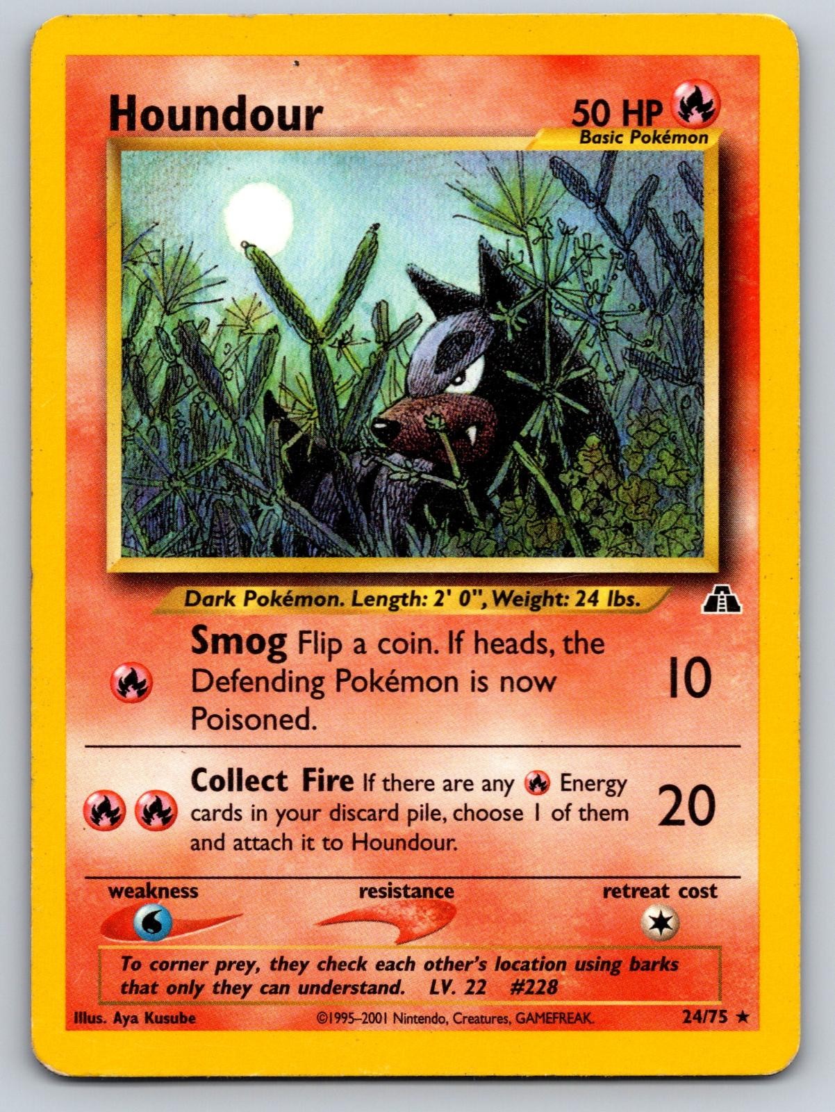 Houndour 24/75 Rare Neo Discovery Pokemon Unlimited Lightly Played