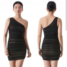 Alice + Olivia Cruz Ruched One Shoulder Mini Bodycon Dress size 4