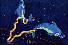 Postcard Pisces Zodiac Sagittarius by Sharyn Smith