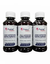 3 Pack Tusnel Diabetic Guaifenesin DM for MUCUS & COUGH Syrup 4 Oz (118 ml) Each