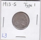 1913-S Buffalo Nickel Acid Dated L3 Type 1