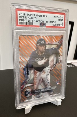 2018 Topps High Tek Ozzie Albies RC Orange Orbit  Diffractor 24/25 Rookie PSA 9