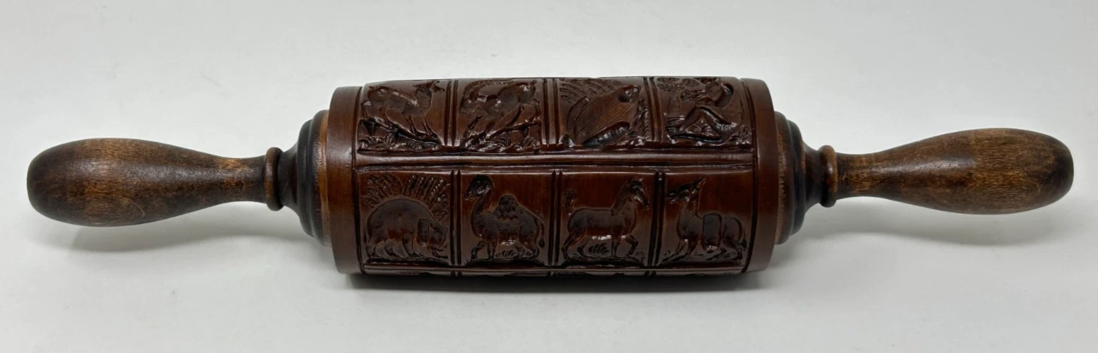 NIB House on the Hill Menagerie Springerle Cookie Animal Rolling Pin M1555
