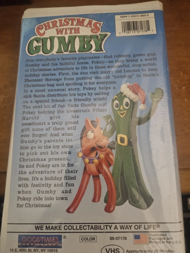 CHRISTMAS WITH GUMBY VHS Animated Kids Christmas CLAMSHELL SEALED - Image 2 of 2