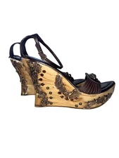NWT VTG Y2K El Dantes Wedge Sandel Brown Size EU 38 US 7