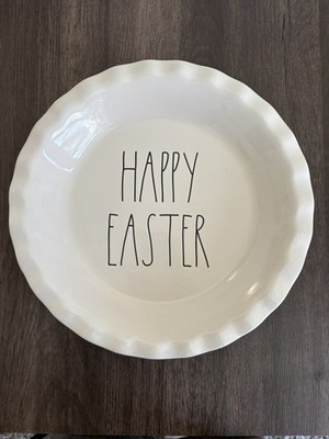 RAE DUNN Ivory Happy Easter 10'' Pie Plate Dish 