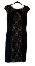 Lauren Ralph Lauren Black Lace Sheath Dress Size 4P Cap Sleeve