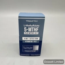 Triquetra L-Methylfolate 5-MTHF 15mg + Methyl B12 1000mcg 60 Capsules Vitamin B9