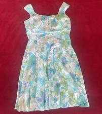 Dressbarn Women's Sleeveless Multicolor Floral Back Zip Pleated Dress Size: 10