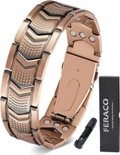 Feraco Copper Bracelet for Men 3X Strength,Magnetic Therapy Bracelet Copper Jewe