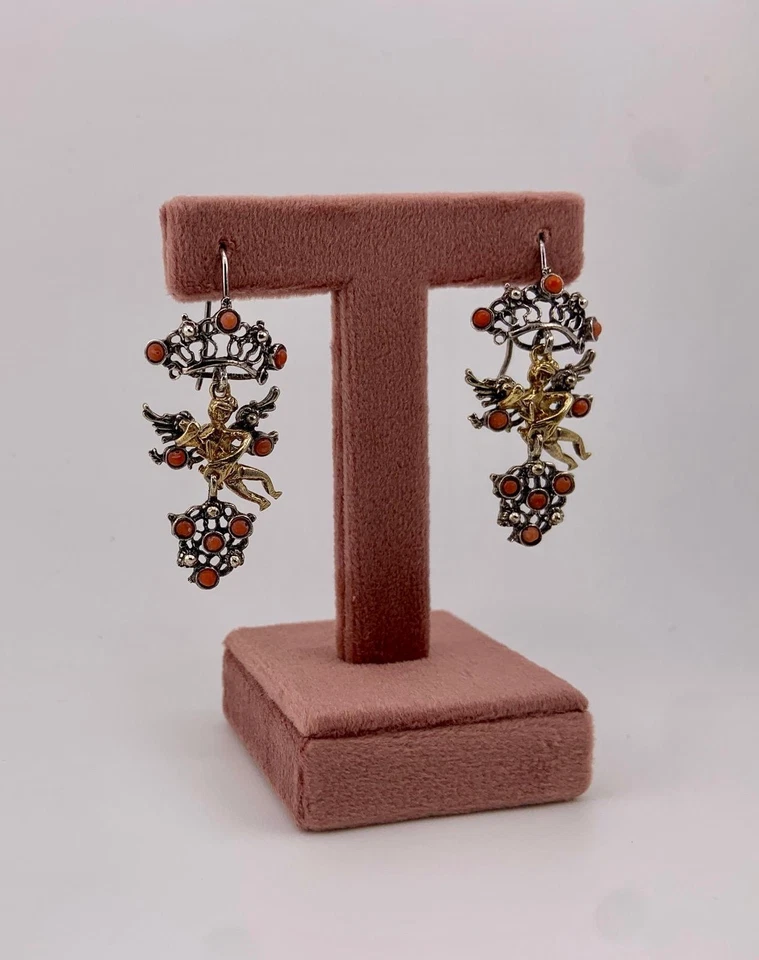 Di Rienzo Giuseppe Gioielli Orecchini di Scanno con Amorino e Corallo - Immagine 2 di 2