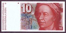 Switzerland 10 Francs Banknote 1979 Condition I UNC FDS S/N 79C/6088922 P. 53a