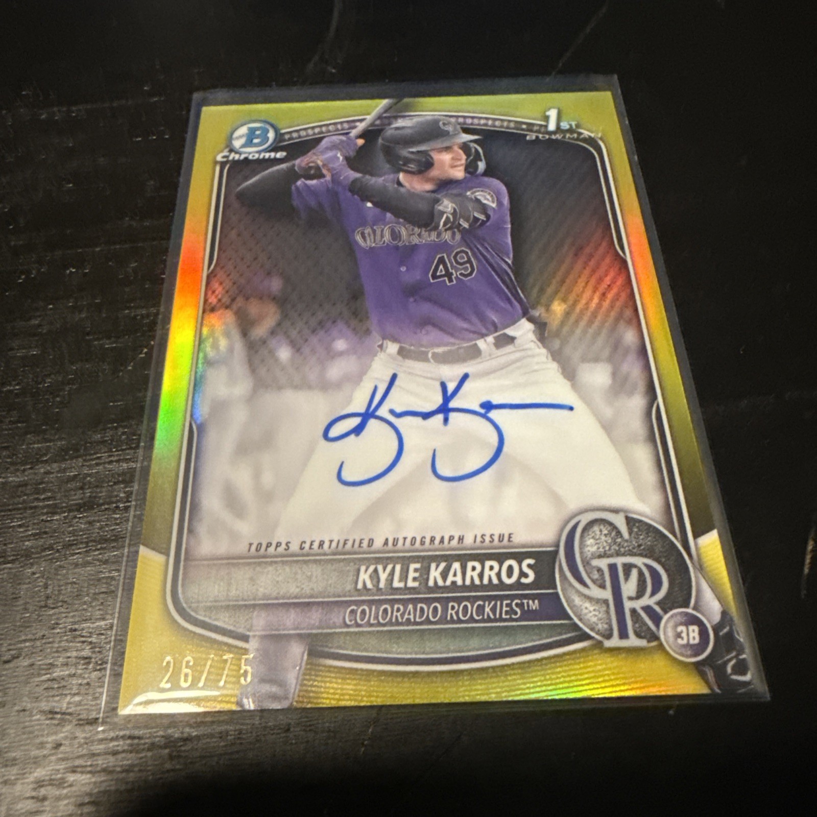 2025 Bowman Draft Chrome Auto Kyle Karros RC 1st True Yellow Refractor /75