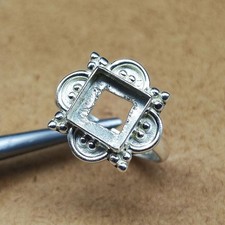 925 Sterling Silver Plated 10x10mm Square Bezel Ring Blank Handmade DIY Jewelry