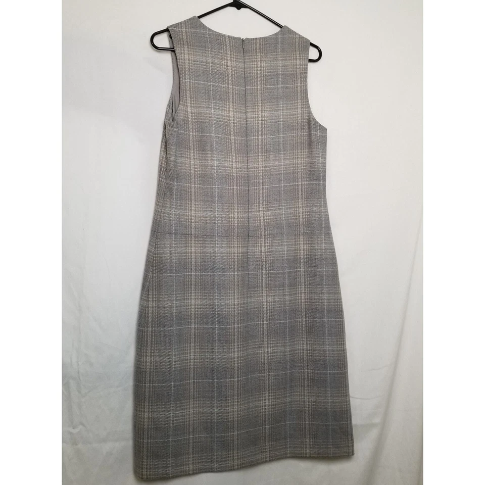 Laura Ashley Wool Tweed Tartan Plaid Lambswool Sheath Tank Dress Sz 10 USA - VTG - Image 3 of 4