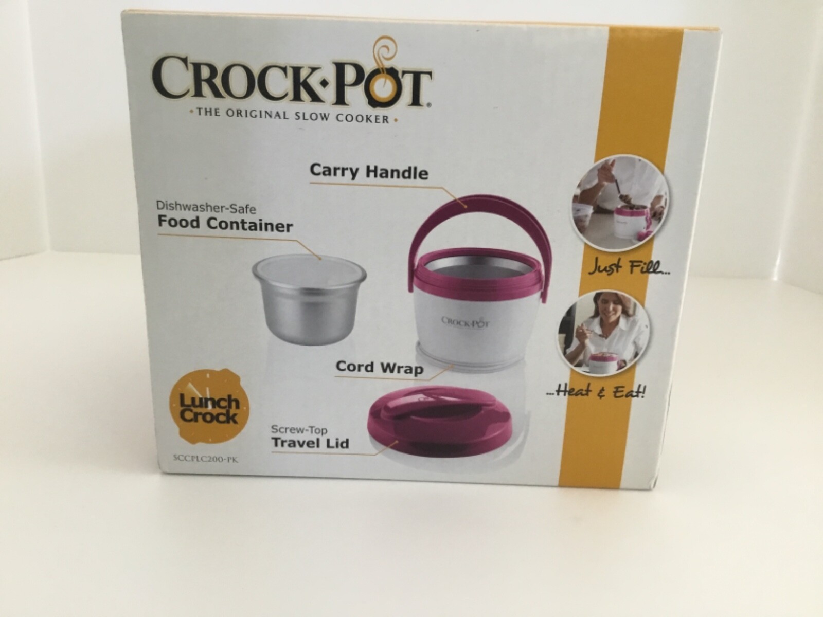 Croc Pot Lunch Container Slow Cooker Grey Yellow Brand New