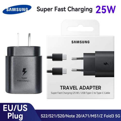 For Samsung 25W Super Fast Charger Adapter USB-C Cable Galaxy S20 S21 S22+ - Afbeelding 1 van 24