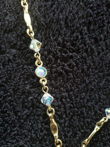 Vintage Kirks Folly Blue Gemstone Pendant Gold Tone Necklace - Picture 5 of 10