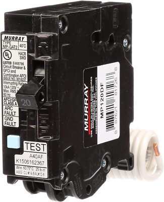 New Circuit Breaker Murray MP120GF MP120GFA 20 Amp 1 Pole 120V Self Test GFCI