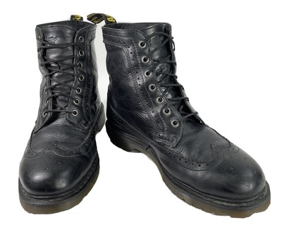 Dr Martens Docs Fitzroy Air Wair Mens Black Leather Wingtip Combat Boots 11m Ebay