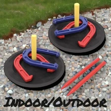 Indoor Outdoor Rubber Horseshoe Backyard Lawn Family Game Set Tailgating Ages 8+