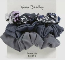 VERA BRADLEY Set of 3 Scrunchies Mimosa Medallion Blue Purple Gray NWT SEALED