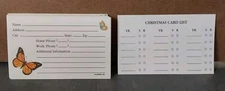 Vintage 3x5 Name Address Christmas Cards List 40pc Butterflies