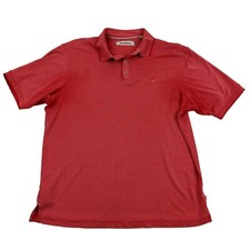 Tommy Bahama Men's Coral Salmon Polo Shirt S/S Modal Polyester Logo Sz Large