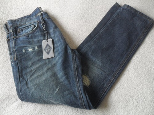 REPAIR COTTON SLIM LEG DENIM JEANS 