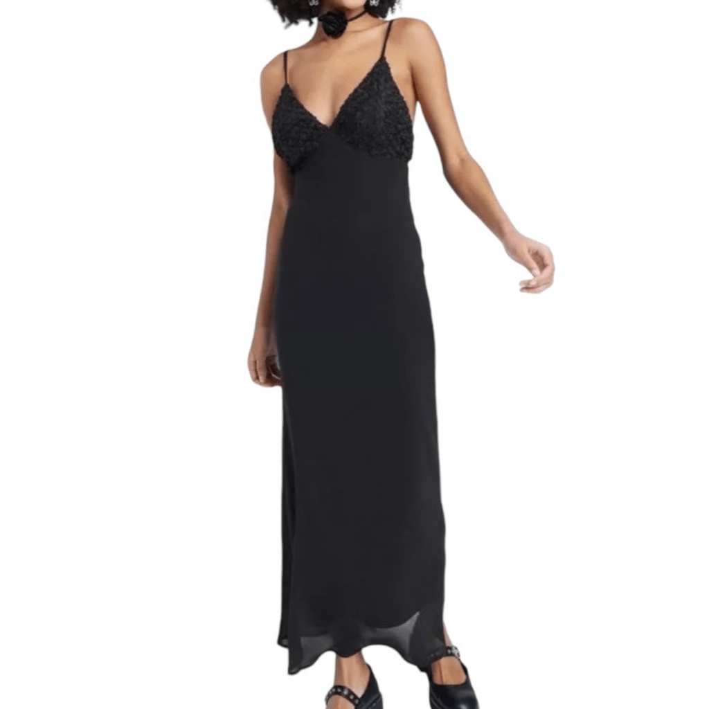 NEW Wild Fable Sleeveless Rosette Cup Black Maxi Dress XXS | eBay
