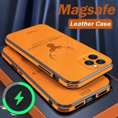 Leder Magnet Magsafe Hülle für iPhone 14 15 16 17 Pro Max Air Schutz Case Bumper