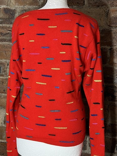 OVER THE RAINBOW RED/MULTI JUMPER HAND CRAFTED ON ISLE OF SKYE SIZE 8 - Picture 9 of 10
