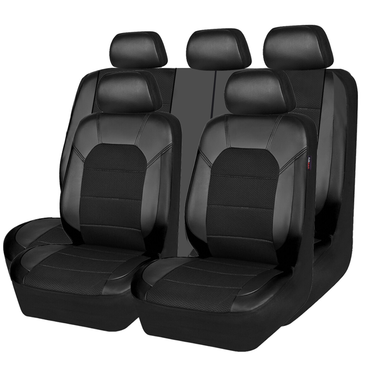 PU Leather Car Seat Covers Full Set 5-Seat Protector 9Pcs Front Rear Cushion  