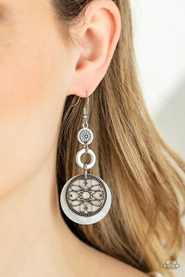 Royal Marina White Earrings Paparazzi New